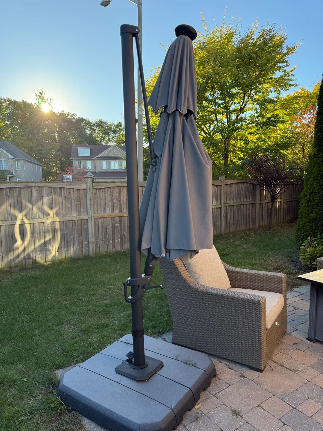 Outdoor Sectional Sofa with Fire Pit Table and umbrella image indicator(7)