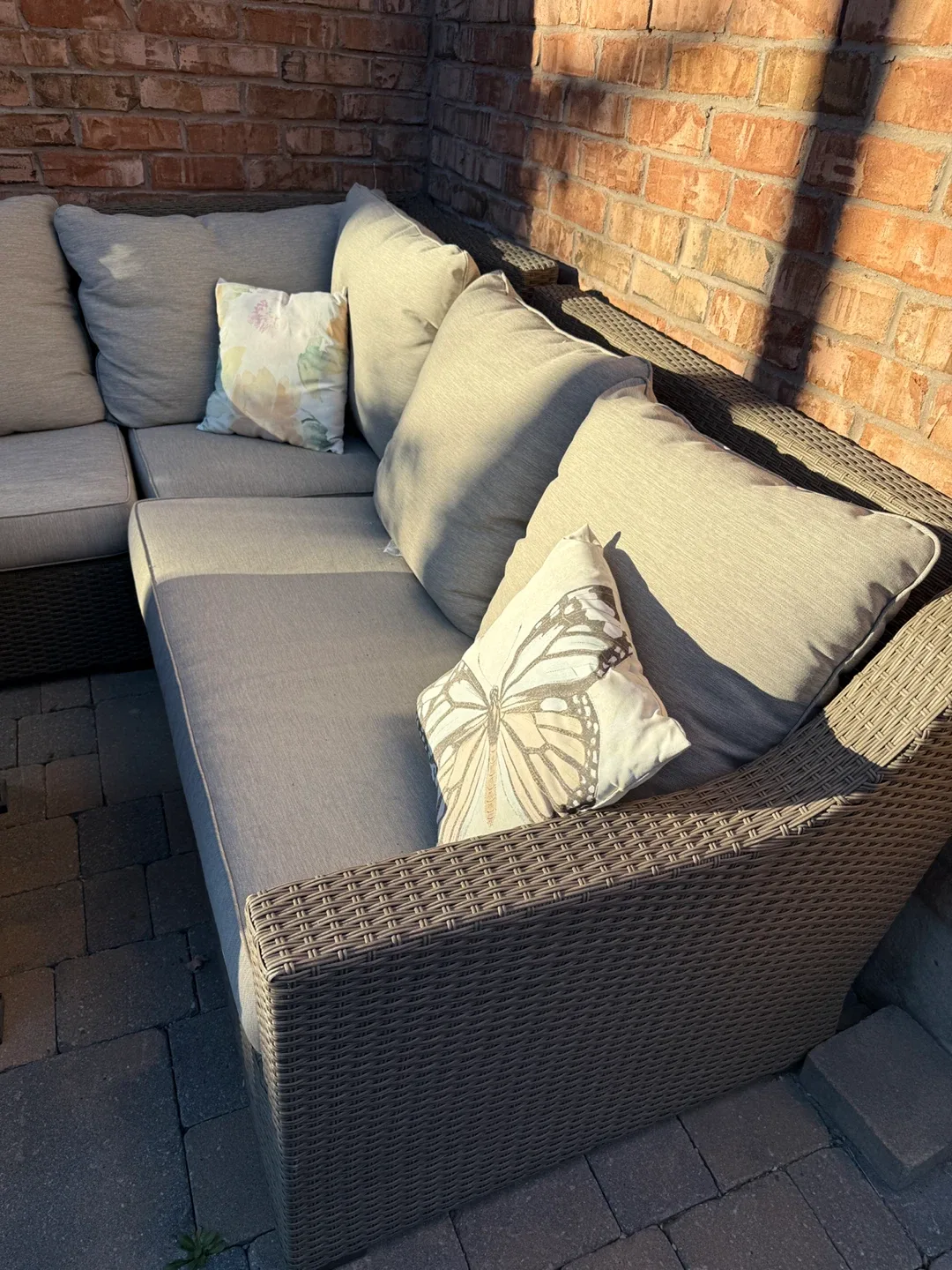 Outdoor Sectional Sofa with Fire Pit Table and umbrella image indicator(8)