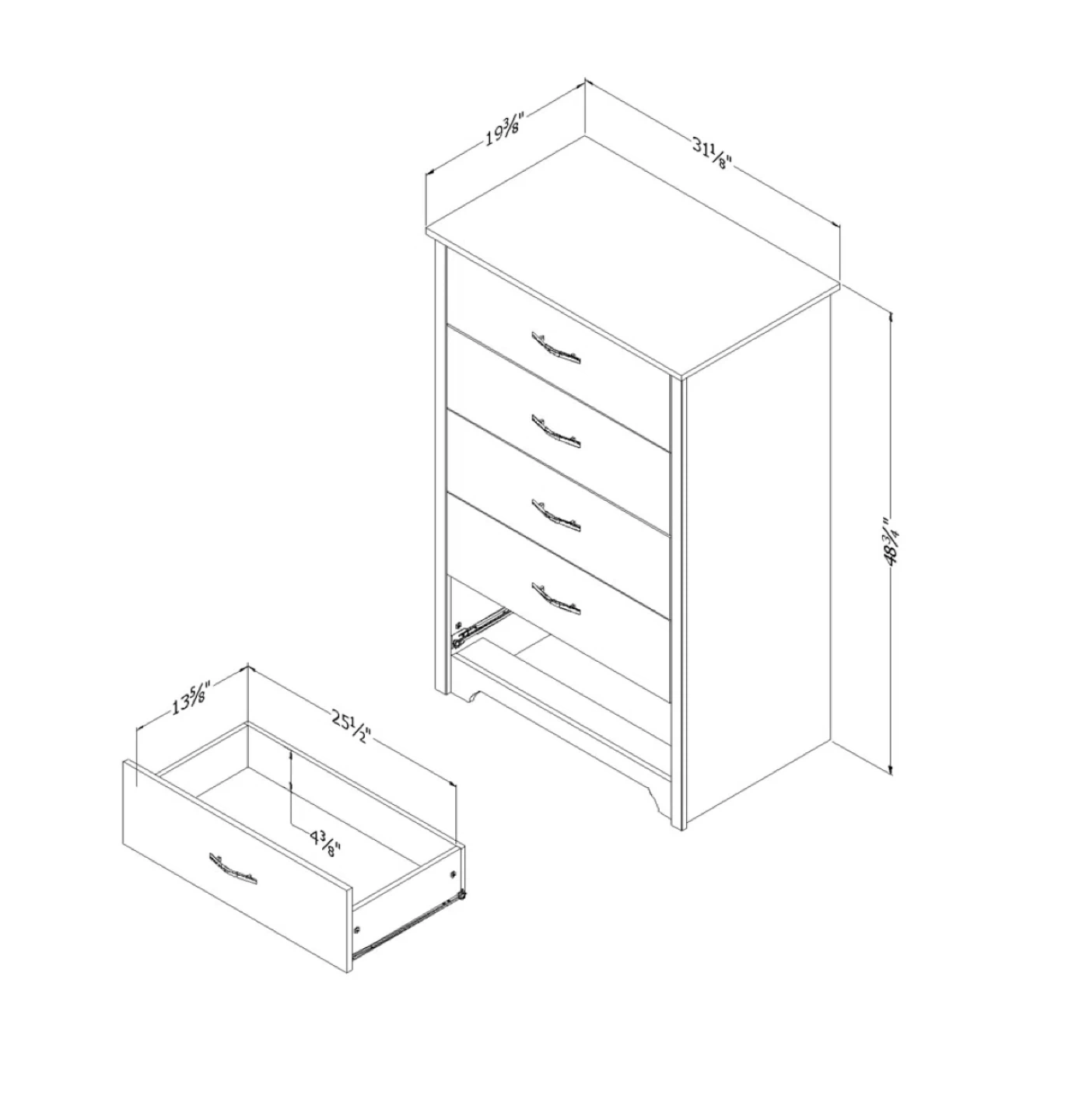 White 5-Drawer Chest Dresser - photo 3