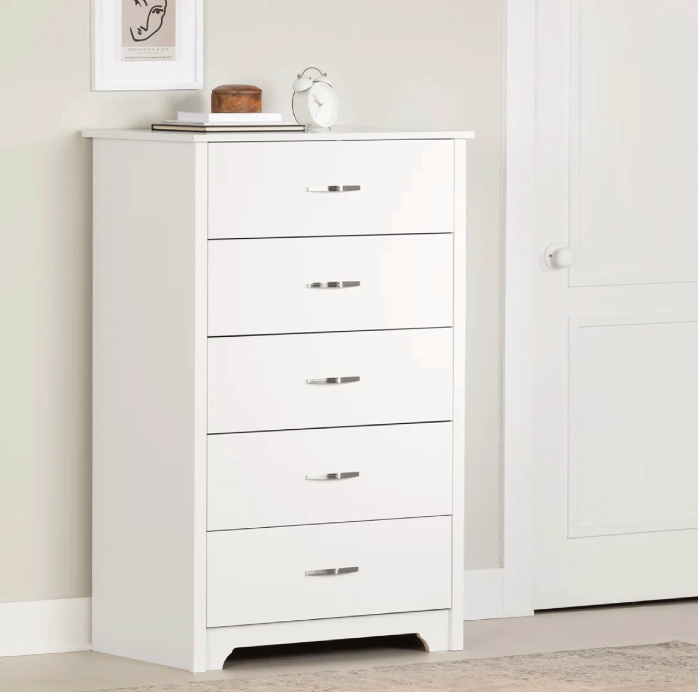 White 5-Drawer Chest Dresser - photo 2