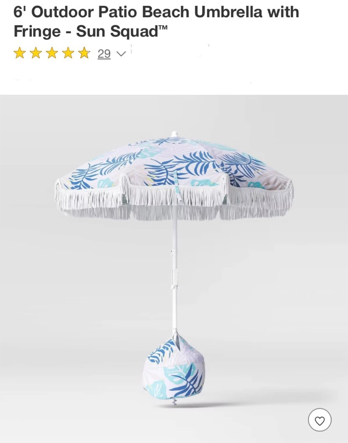 New 6' Outdoor Patio Beach Umbrella with Fringe - Sun Squad
