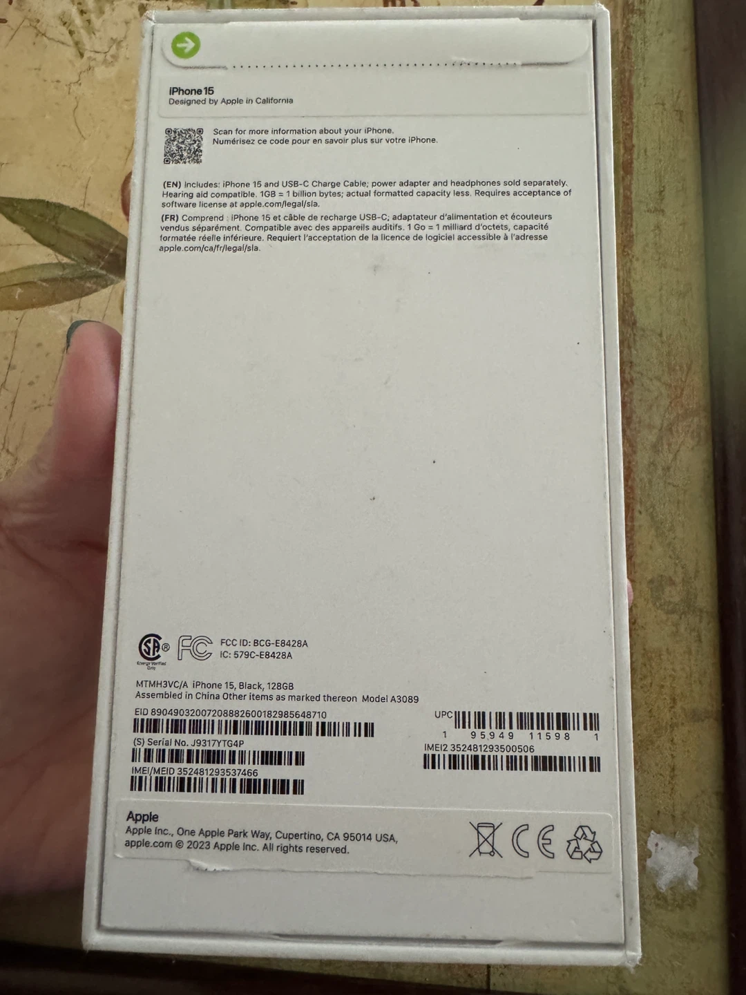 New Apple iPhone 15 Black 128GB (Box Included) - photo 2