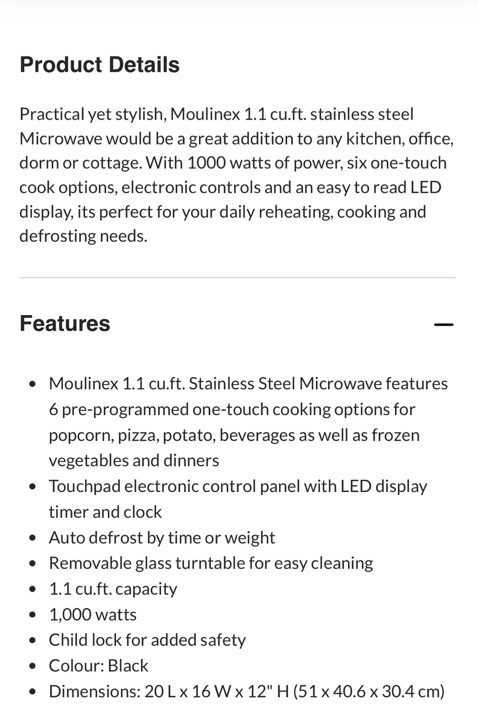 Moulinex 1.1 cu.ft. Stainless Steel Microwave image indicator(2)