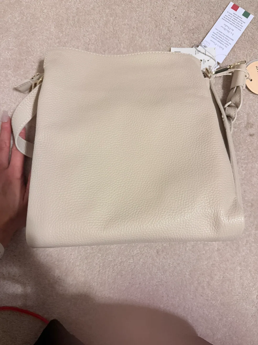 Andy & Friends Italian Leather Crossbody Bag - Beige image indicator(2)