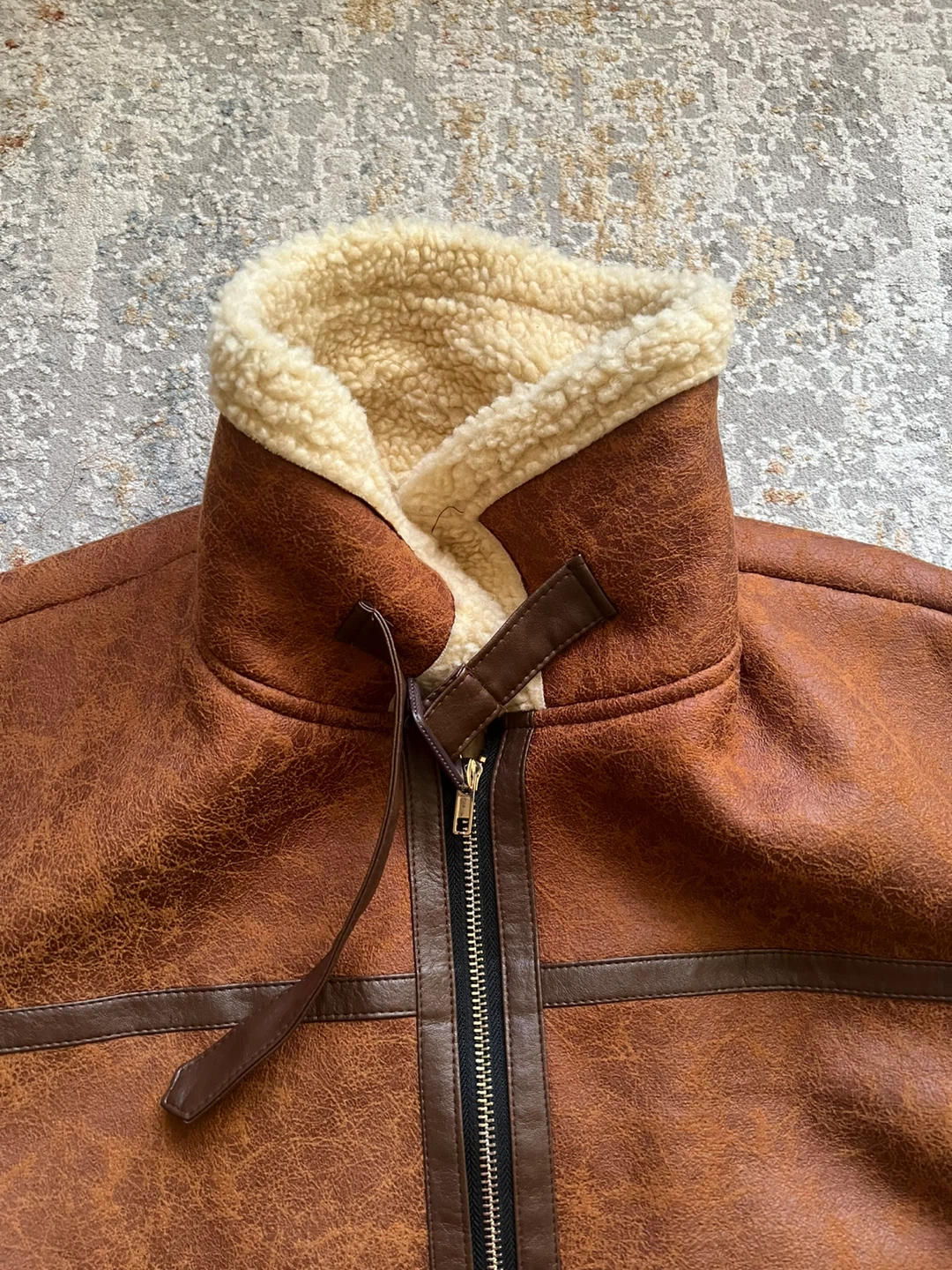Men's Shearling Military Aviator Faux Leather Bespoke Jacket - photo 3