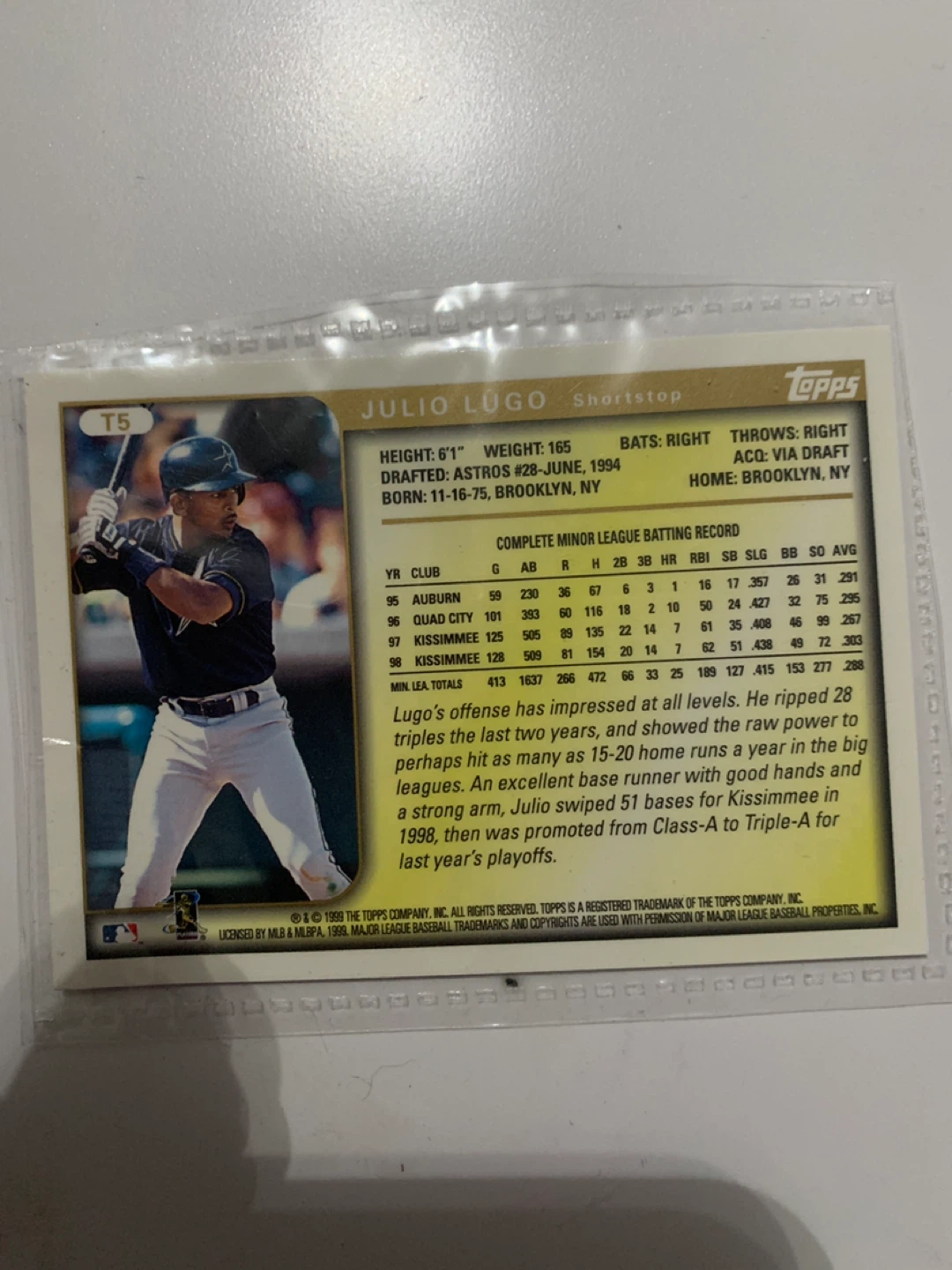 Topps Julio Lugo Baseball Card - photo 3