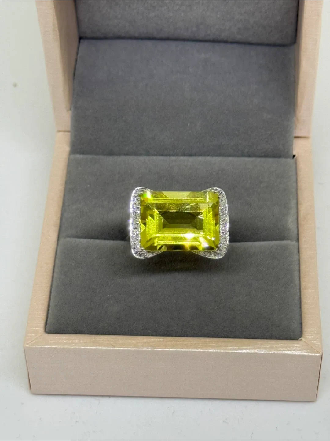 Yellow Green Citrine Crystal S925 Ring thumbnail