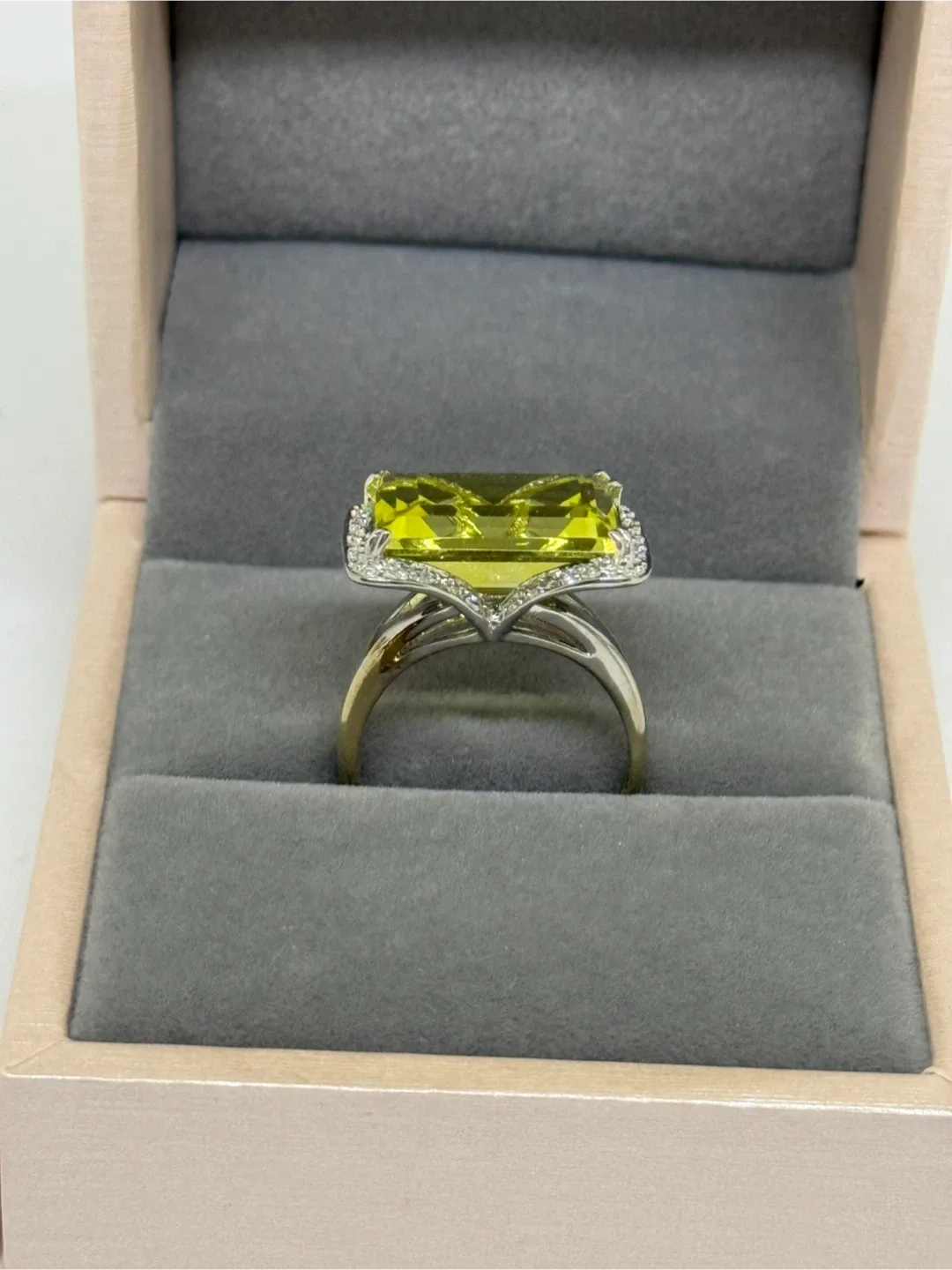 Yellow Green Citrine Crystal S925 Ring image indicator(2)