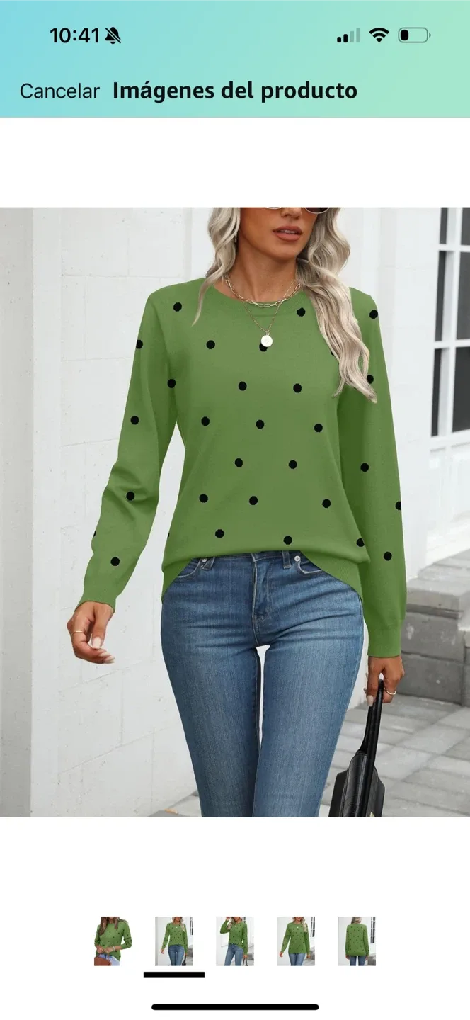Olive Green Polka Dot Sweater image indicator(2)