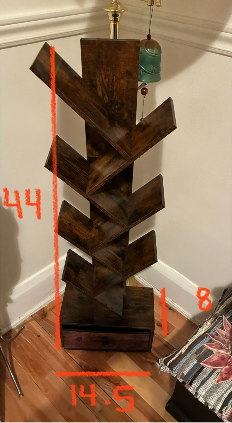 Outonlife Brown Wooden Tree Bookshelf