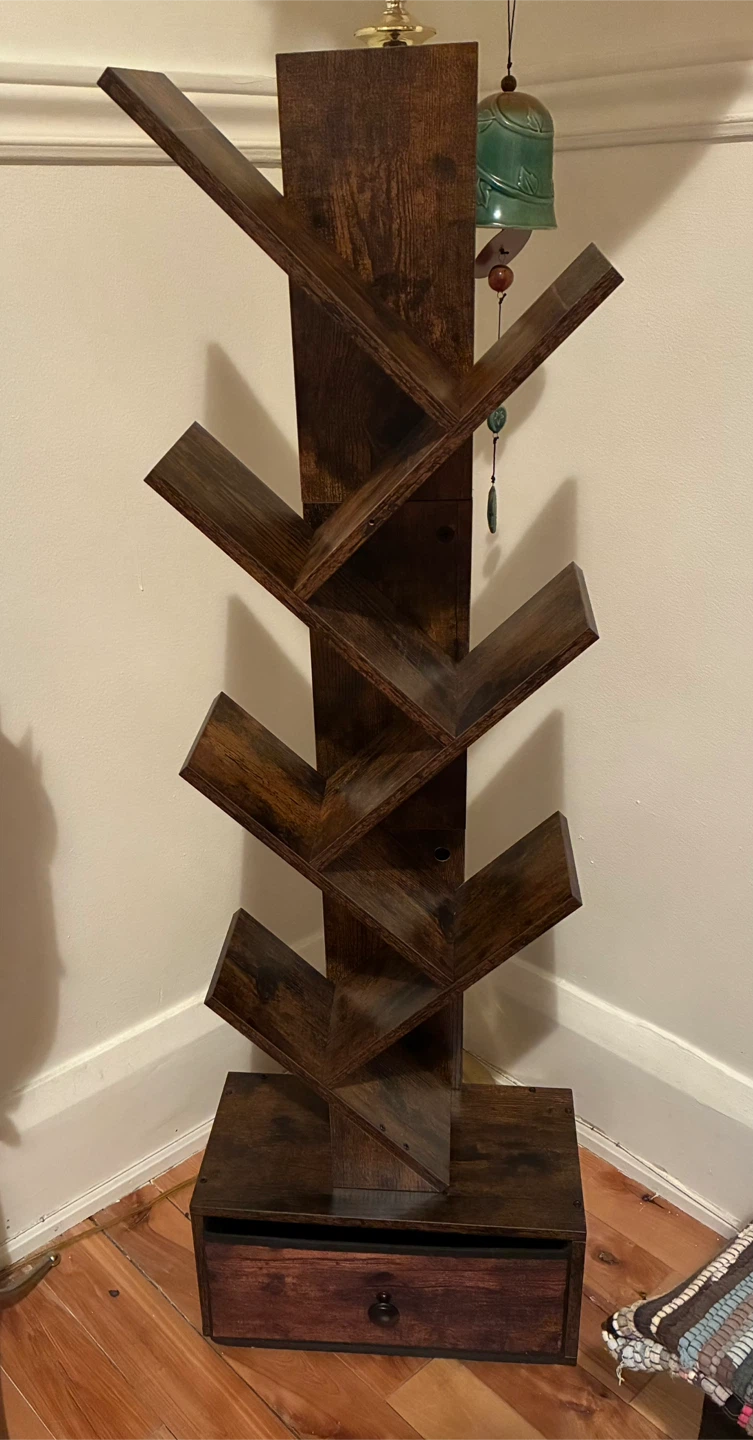 Outonlife Brown Wooden Tree Bookshelf - photo 2