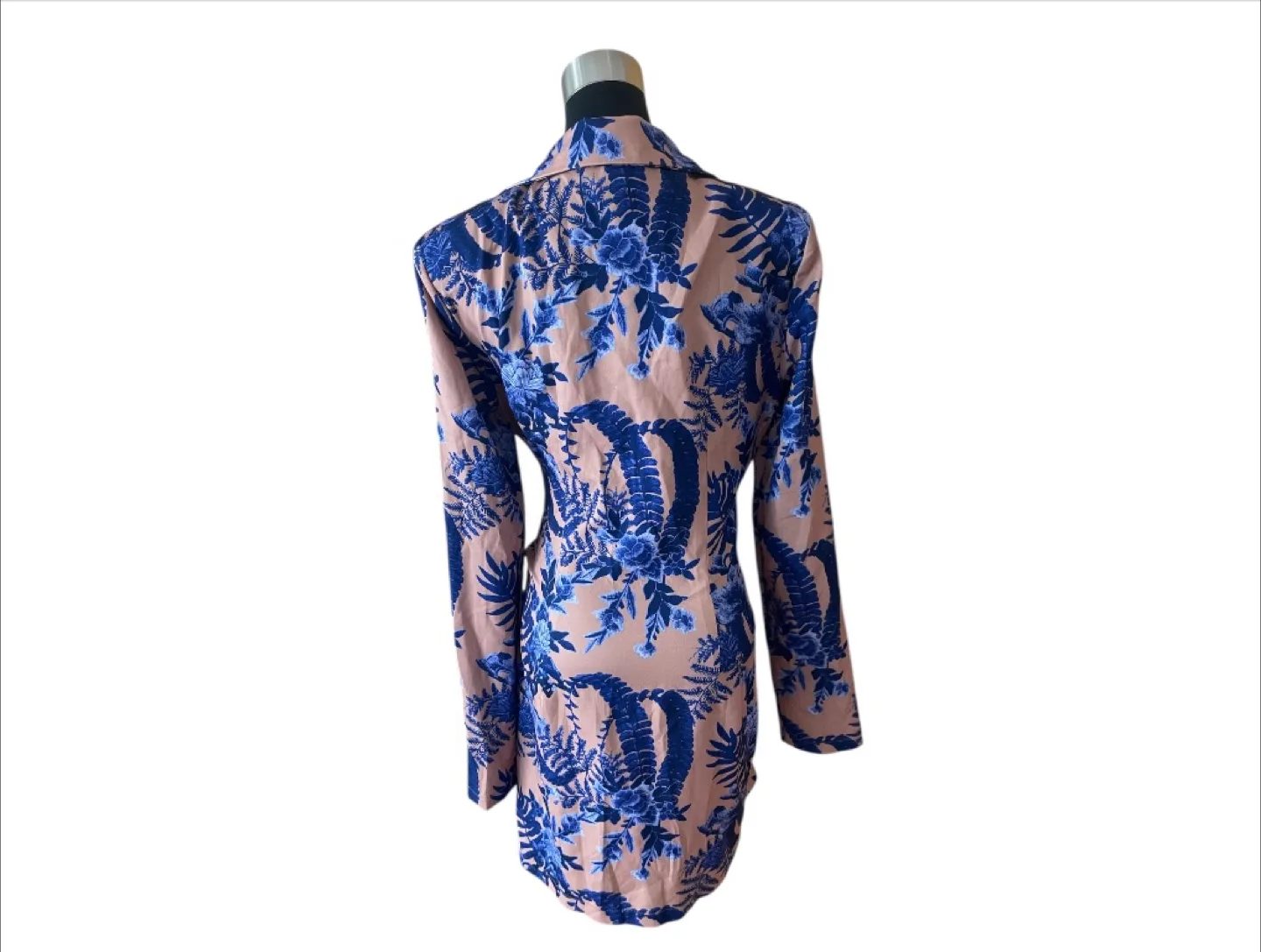 NWT PLT Nude Navy Floral Pattern WrapTie Waist Blazer Dress S/M image indicator(9)