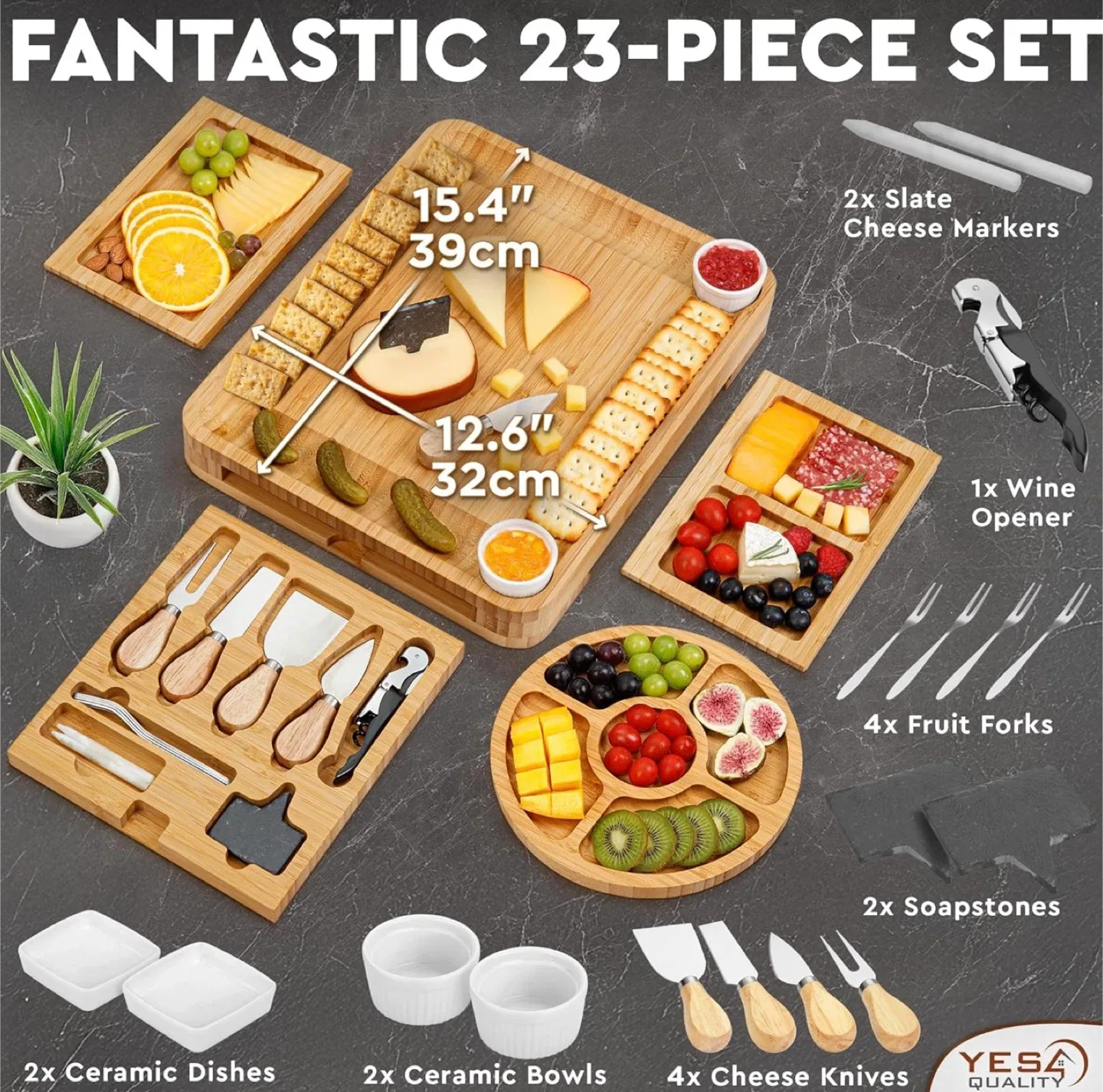 Charcuterie Boards Premium Gift Set - 23 Pieces thumbnail