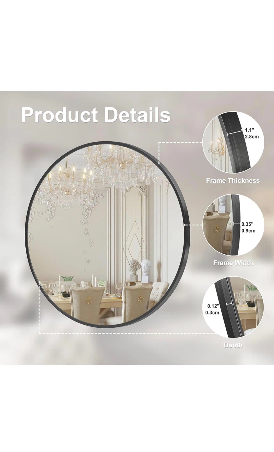 Round Wall Mirror - 18inch - photo 4