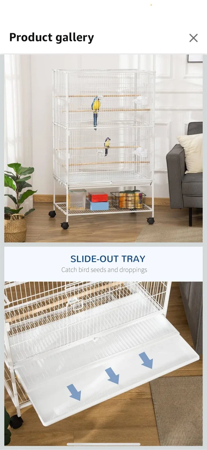 White Bird Cage with Stand & Accessories image indicator(5)