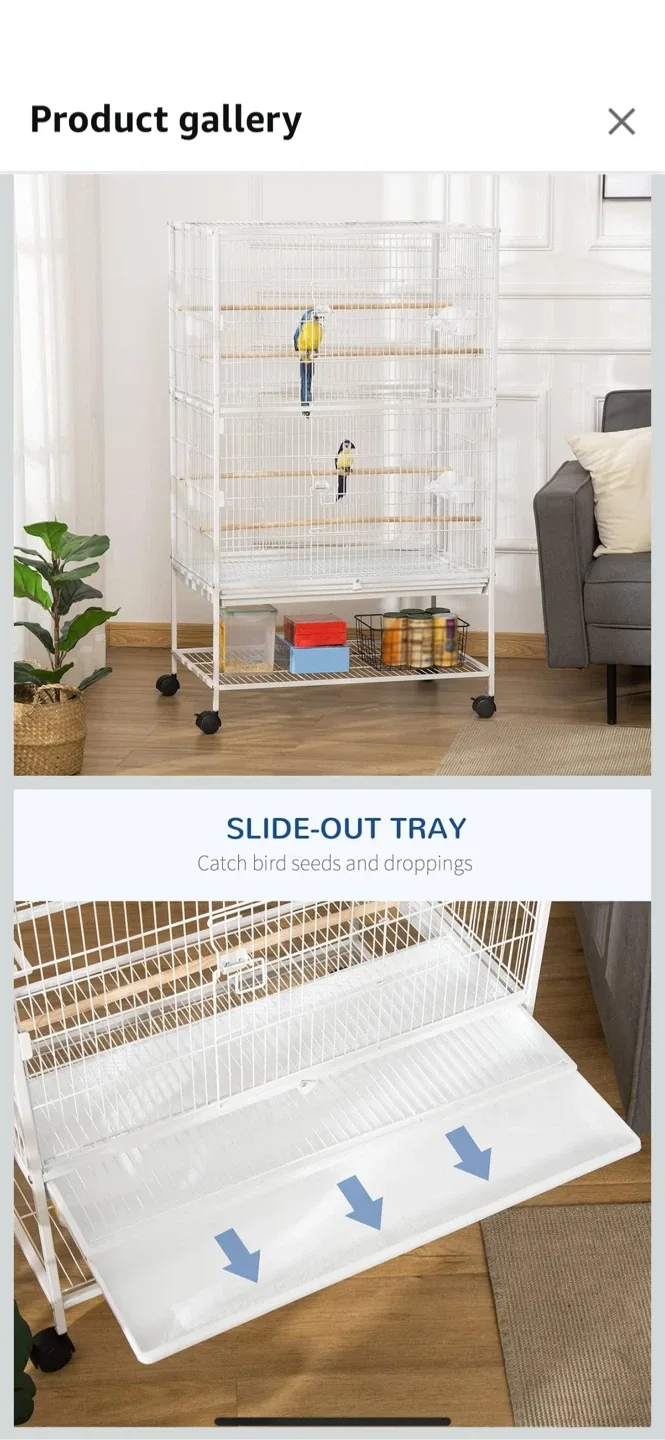 White Bird Cage with Stand & Accessories image indicator(4)