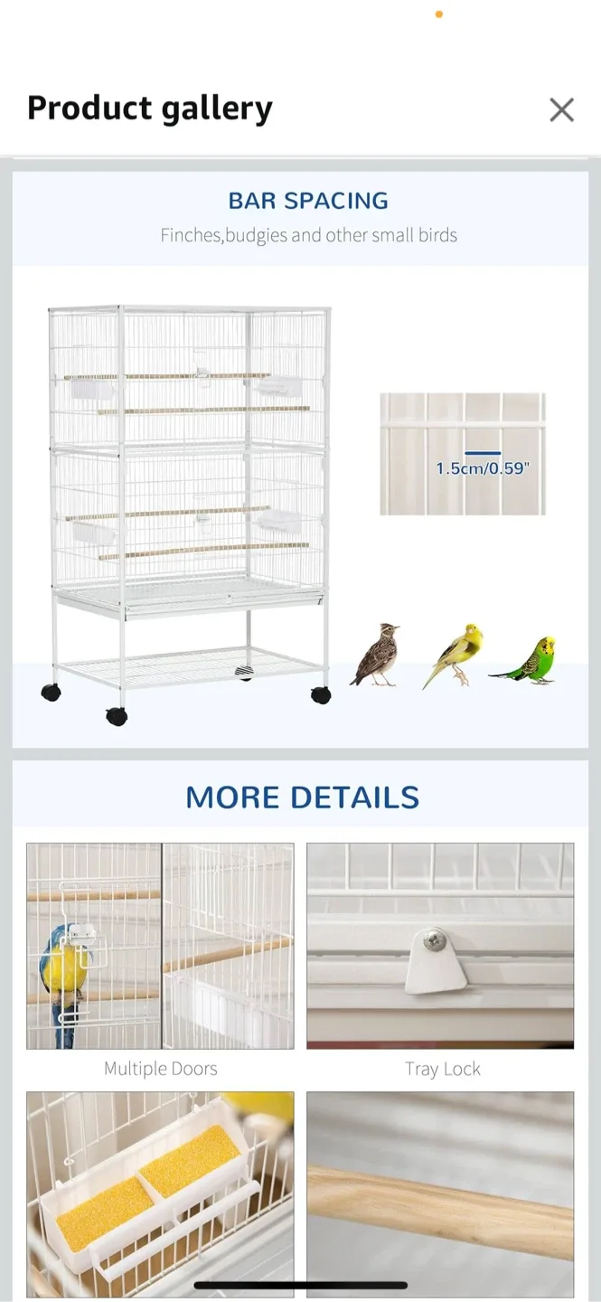White Bird Cage with Stand & Accessories image indicator(7)