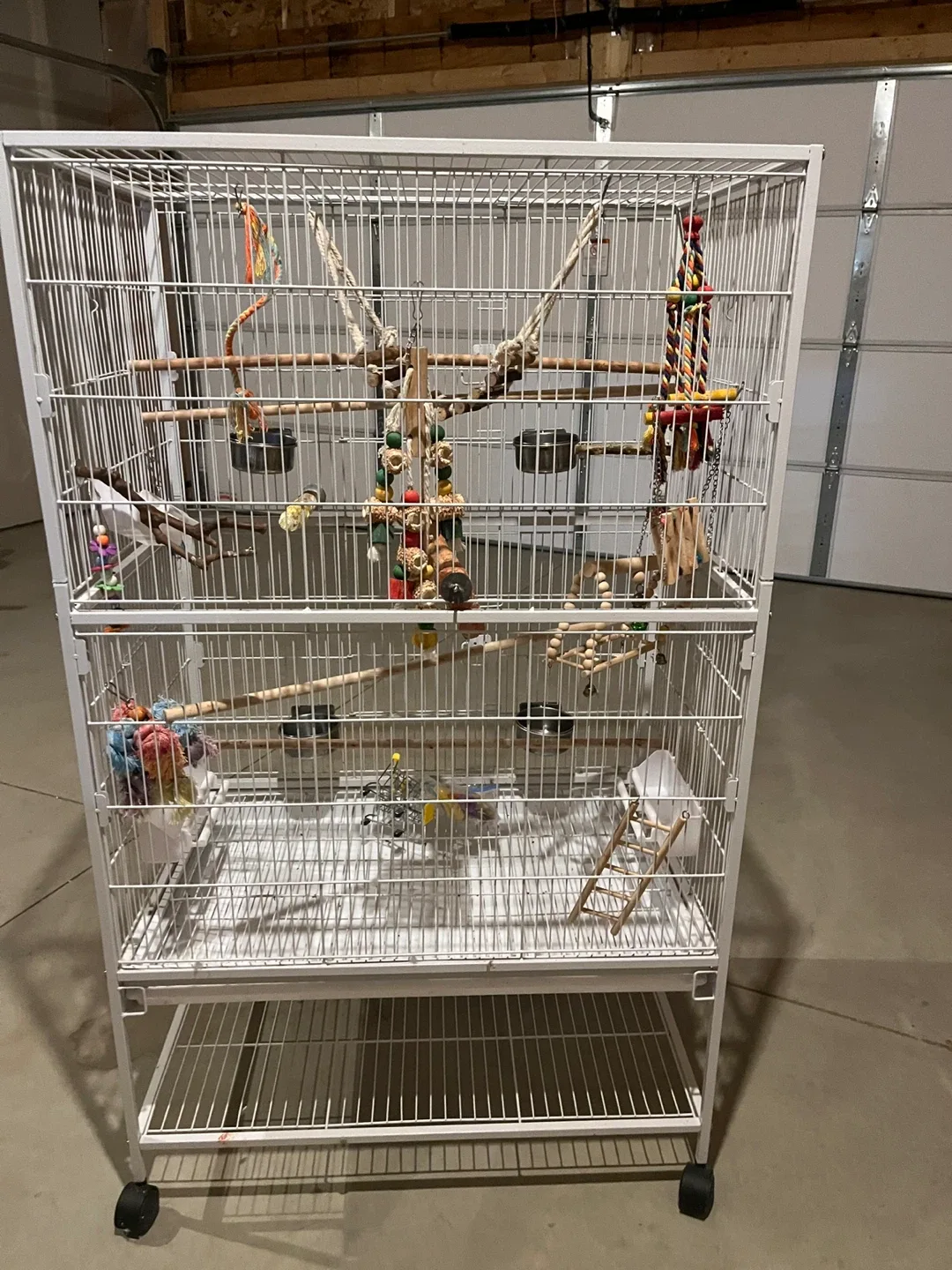 White Bird Cage with Stand & Accessories image indicator(3)