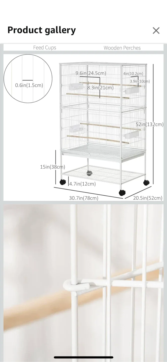 White Bird Cage with Stand & Accessories image indicator(8)