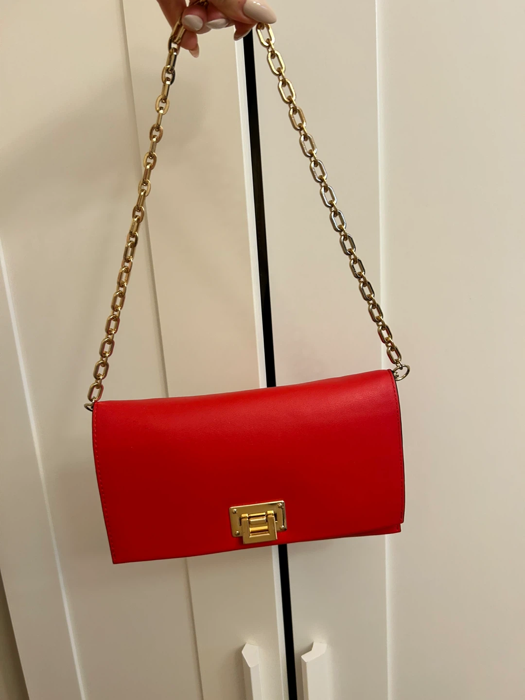 Aldo Red Clutch with Gold Chain