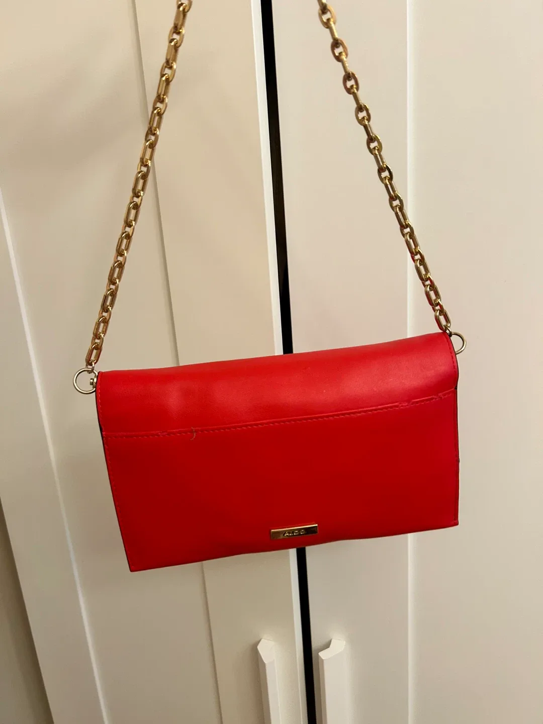 Aldo Red Clutch with Gold Chain image indicator(4)