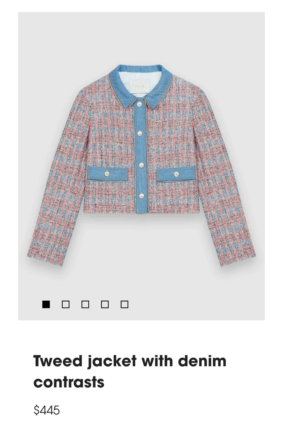 Maje Tweed Jacket with Denim Contrasts