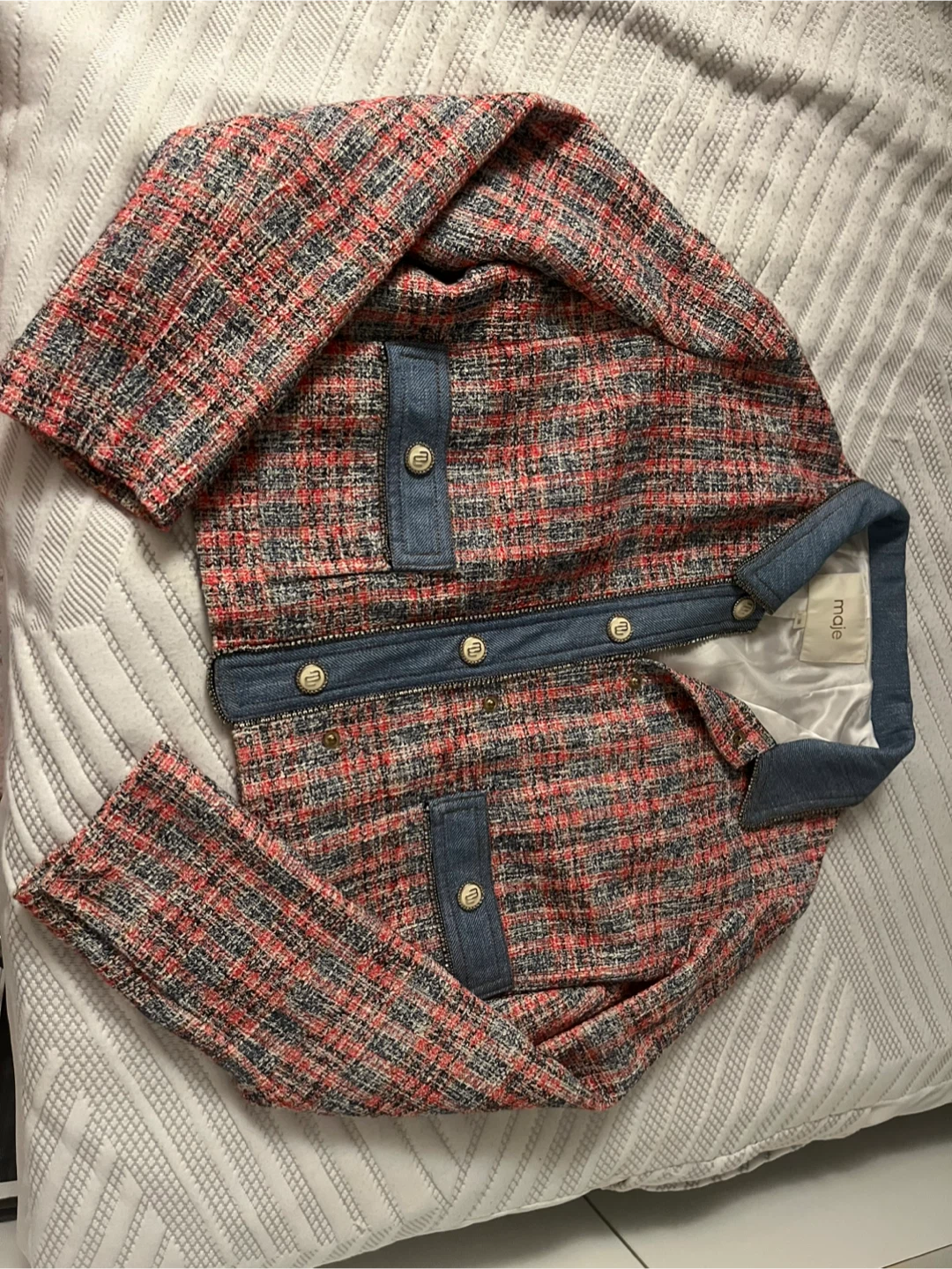 Maje Tweed Jacket with Denim Contrasts - photo 5