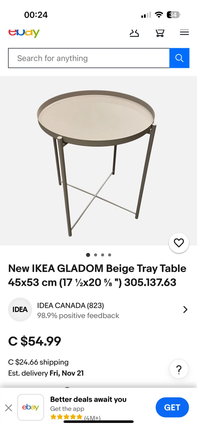IKEA GLADOM Tray Table - Grey - photo 4