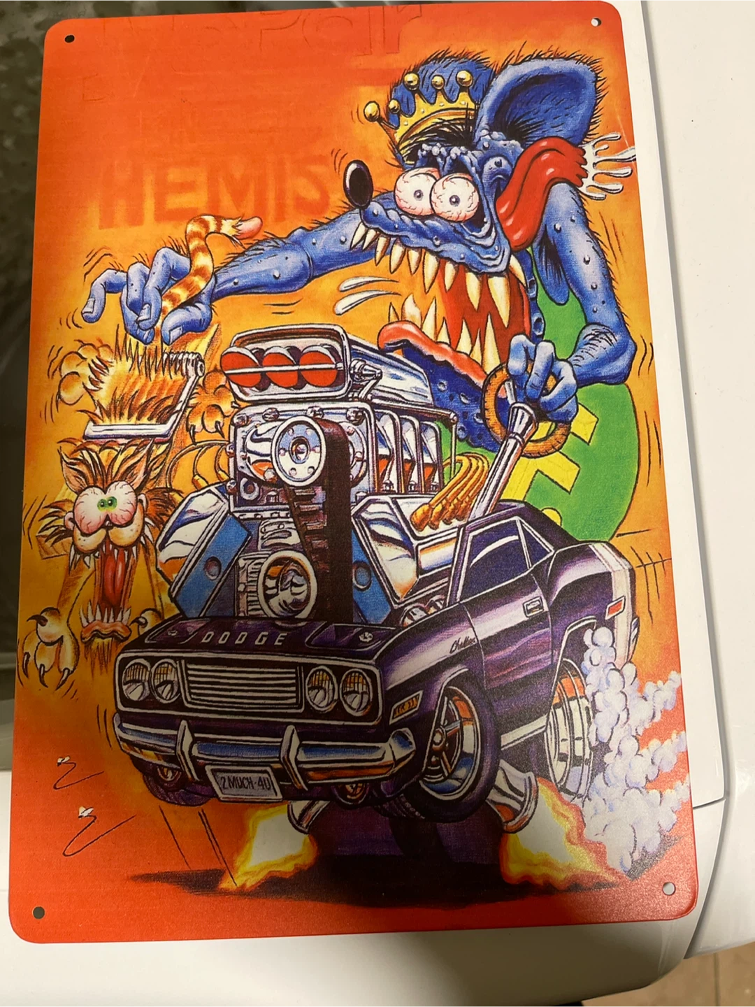 Rat Fink "Dodge Challenger" Metal Sign
