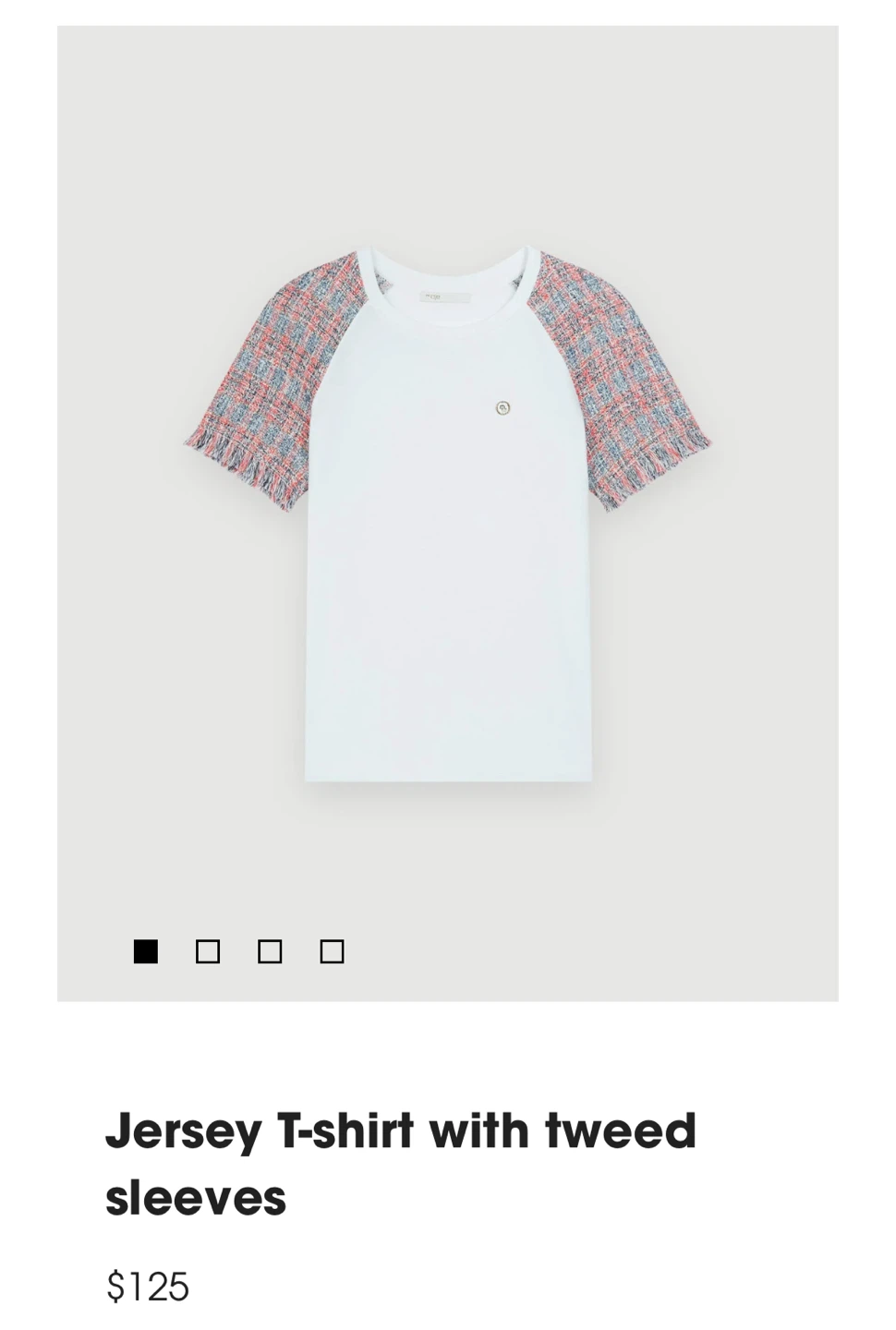 Maje T-shirt with Tweed Sleeves