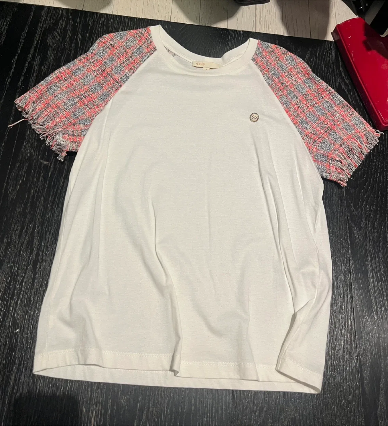 Maje T-shirt with Tweed Sleeves image indicator(3)