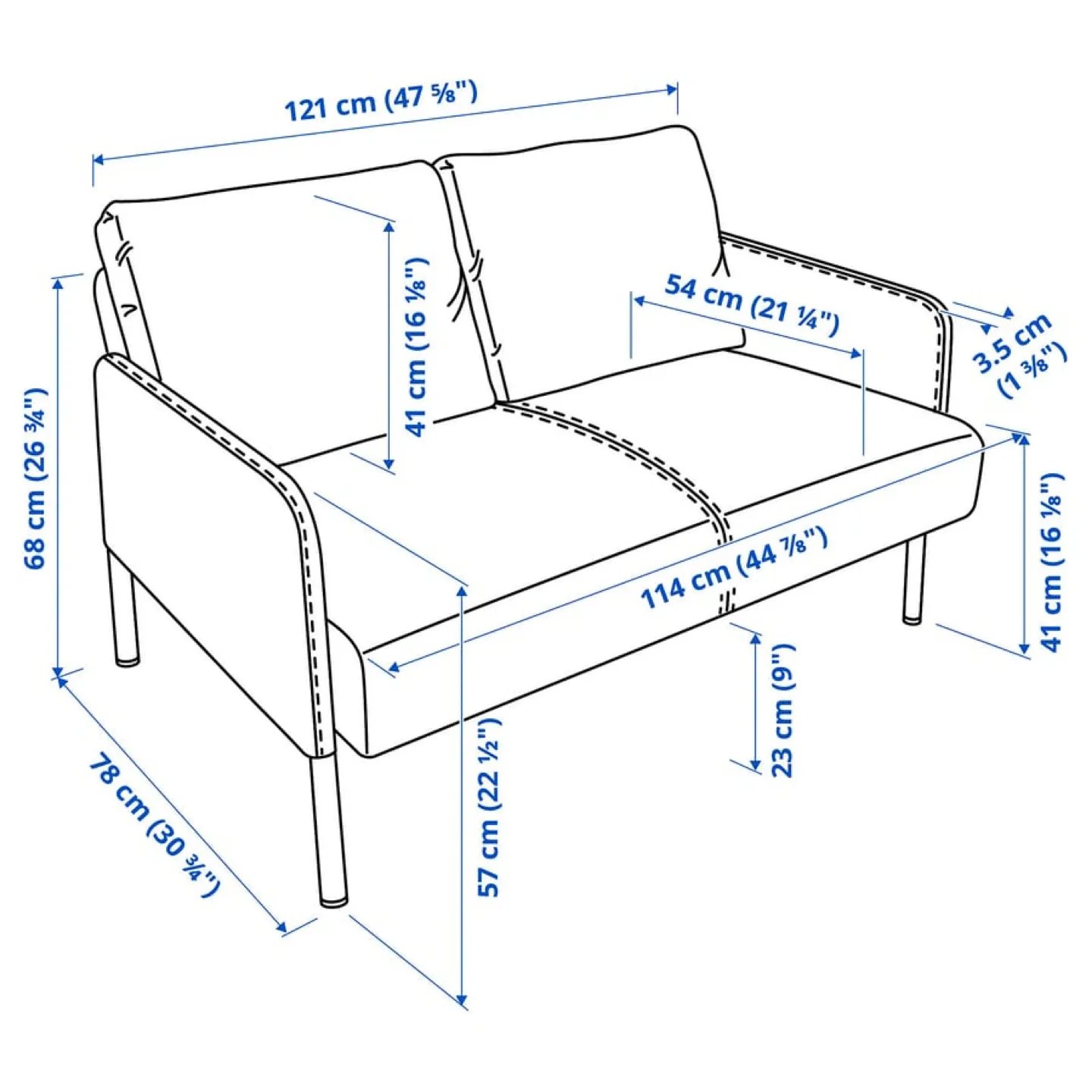 Blue Loveseat Sofa IKEA image indicator(5)
