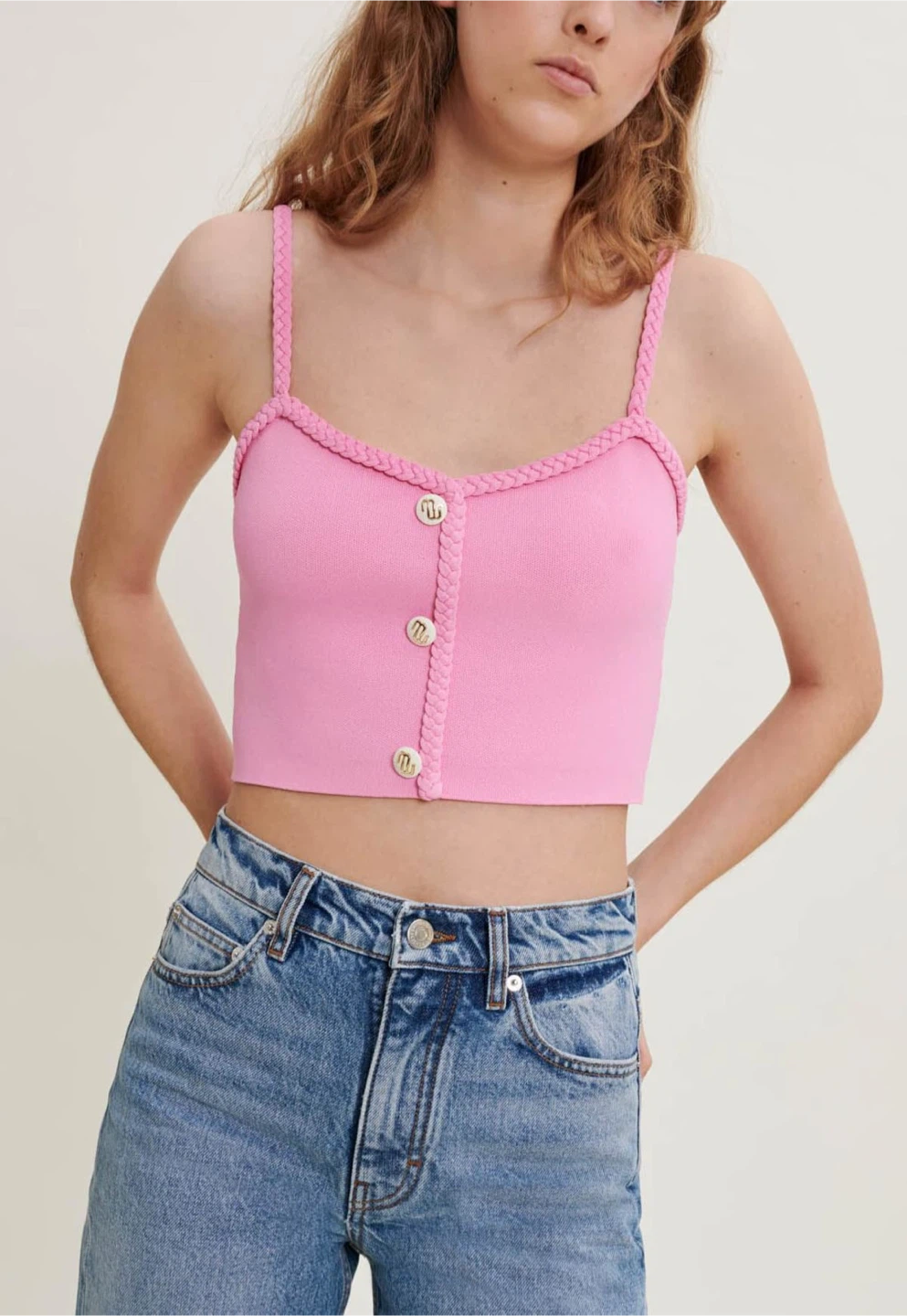 Maje Knit Crop Top with Straps