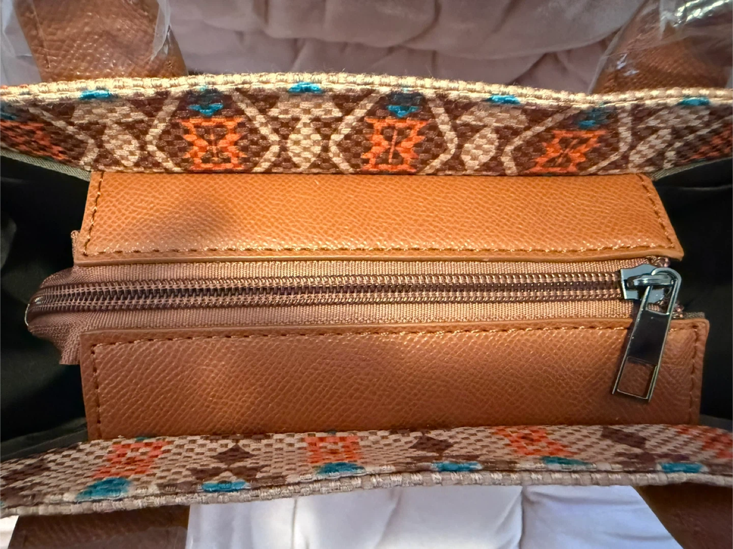 Wrangler Aztec Print Western Brown Tote Bag - New! - photo 5