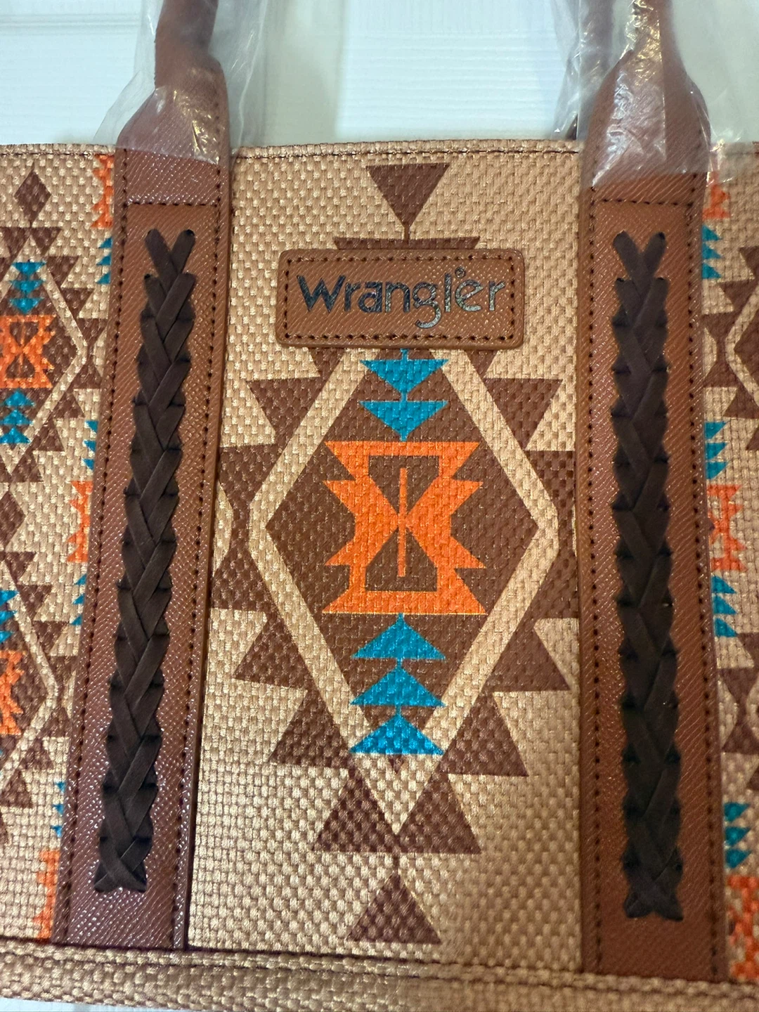 Wrangler Aztec Print Western Brown Tote Bag - New! - photo 3