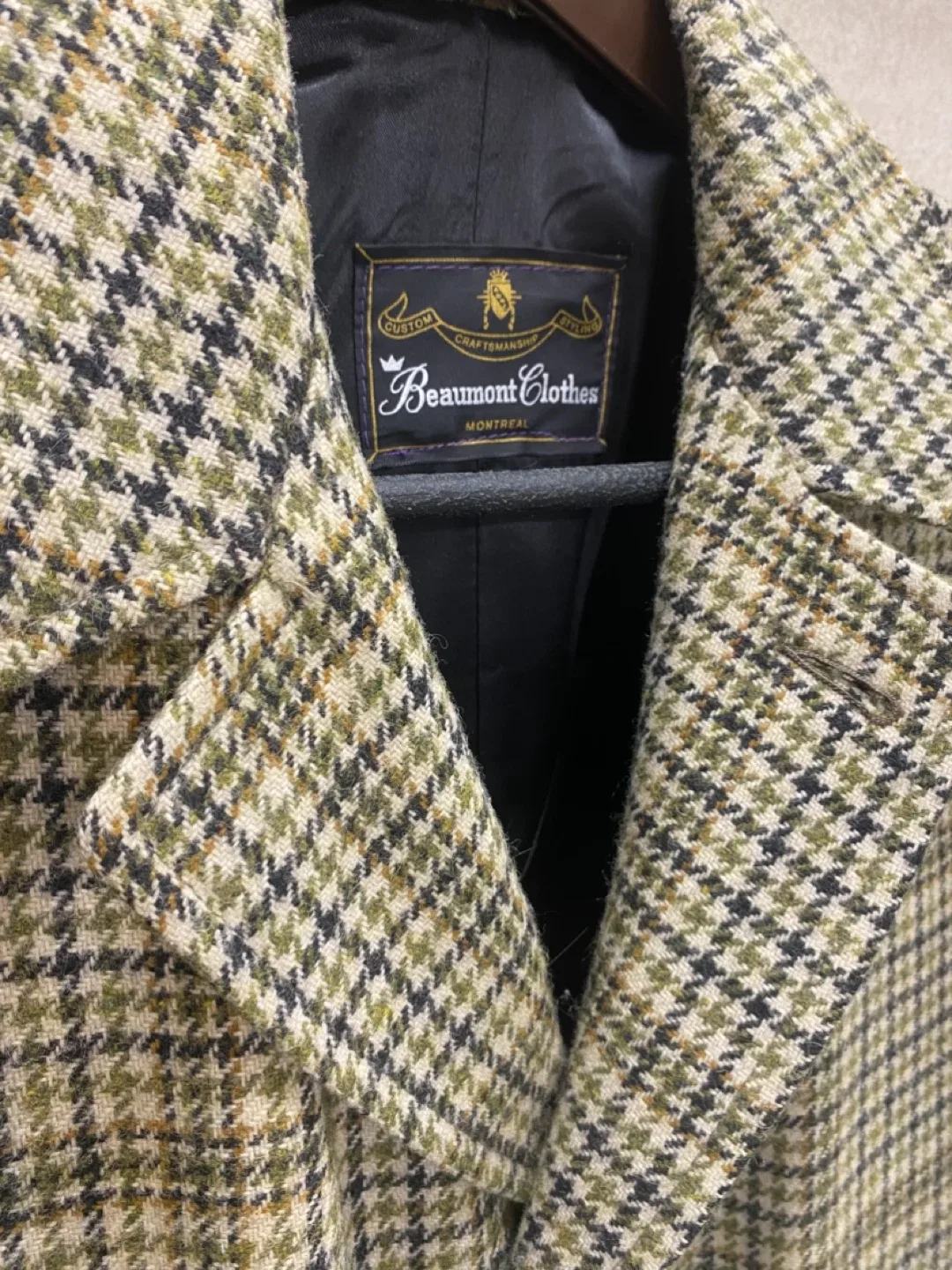 Vintage 80s Beumont Houndstooth Coat Jacket Womens - L to XL image indicator(3)