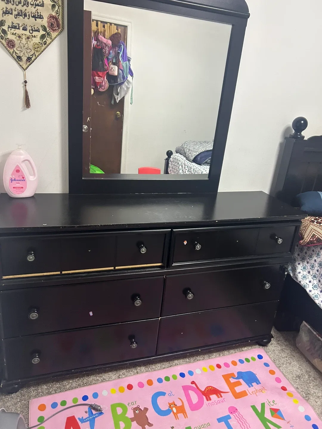 2 twin Black Bed Frame & Dresser Set image indicator(4)