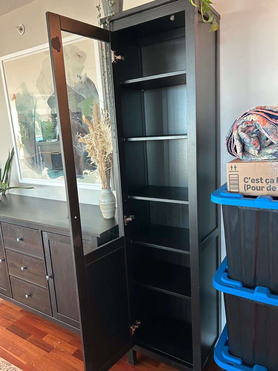 IKEA Hemnes Bookcase with Glass Door - Black Brown - photo 3