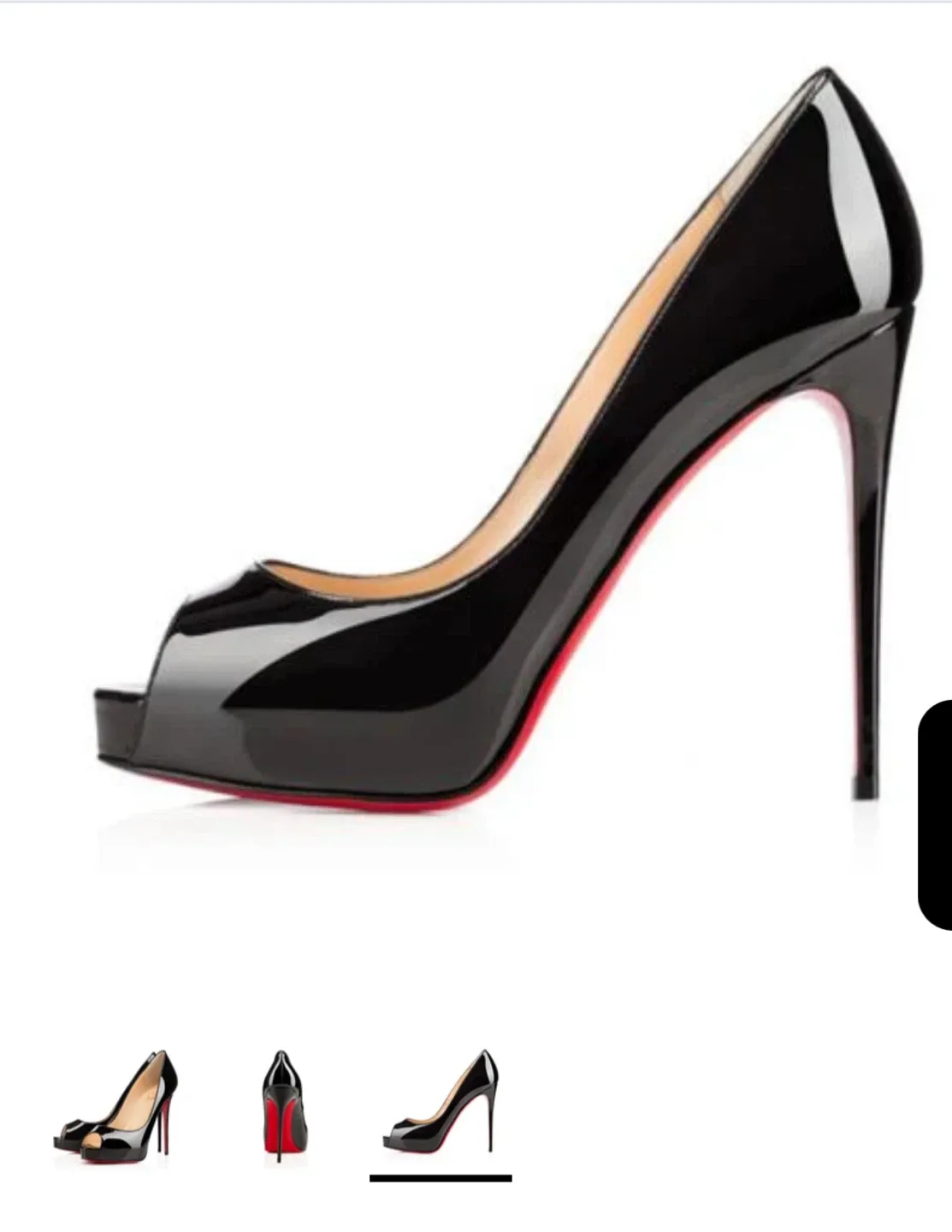 Christian Louboutin Black Patent Leather Peep Toe Heels image indicator(2)