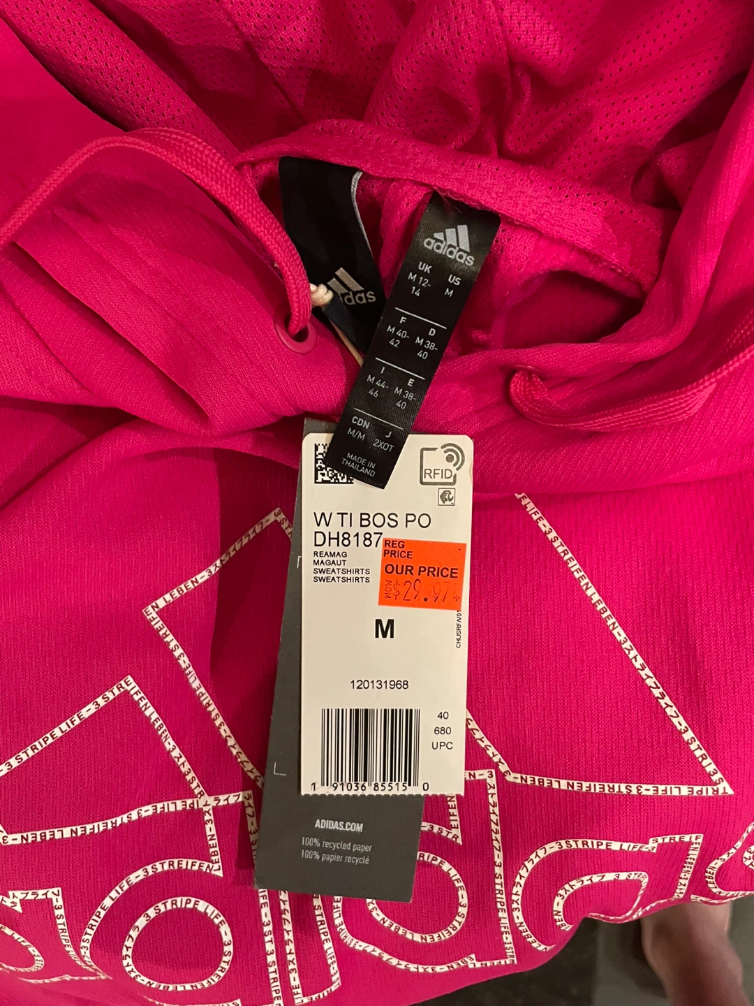 Adidas Climawarm Hoodie - Size M - Pink - photo 4