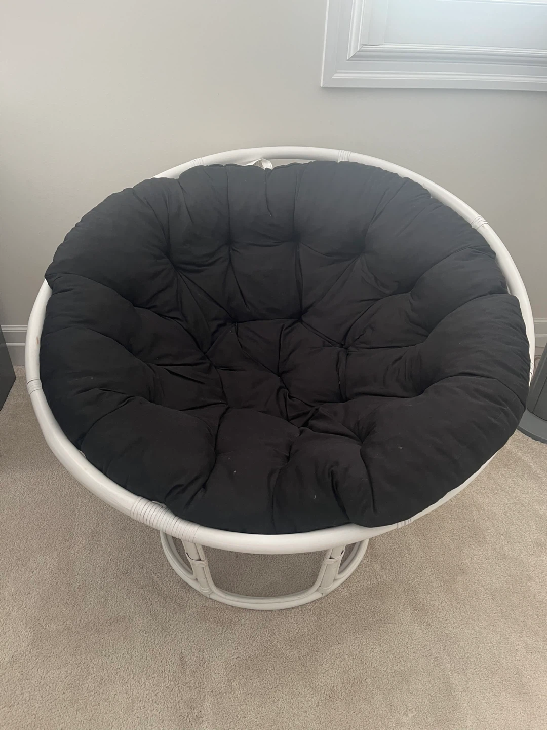 Papasan Chair with Cushion - White Frame, Black Cushion - photo 2