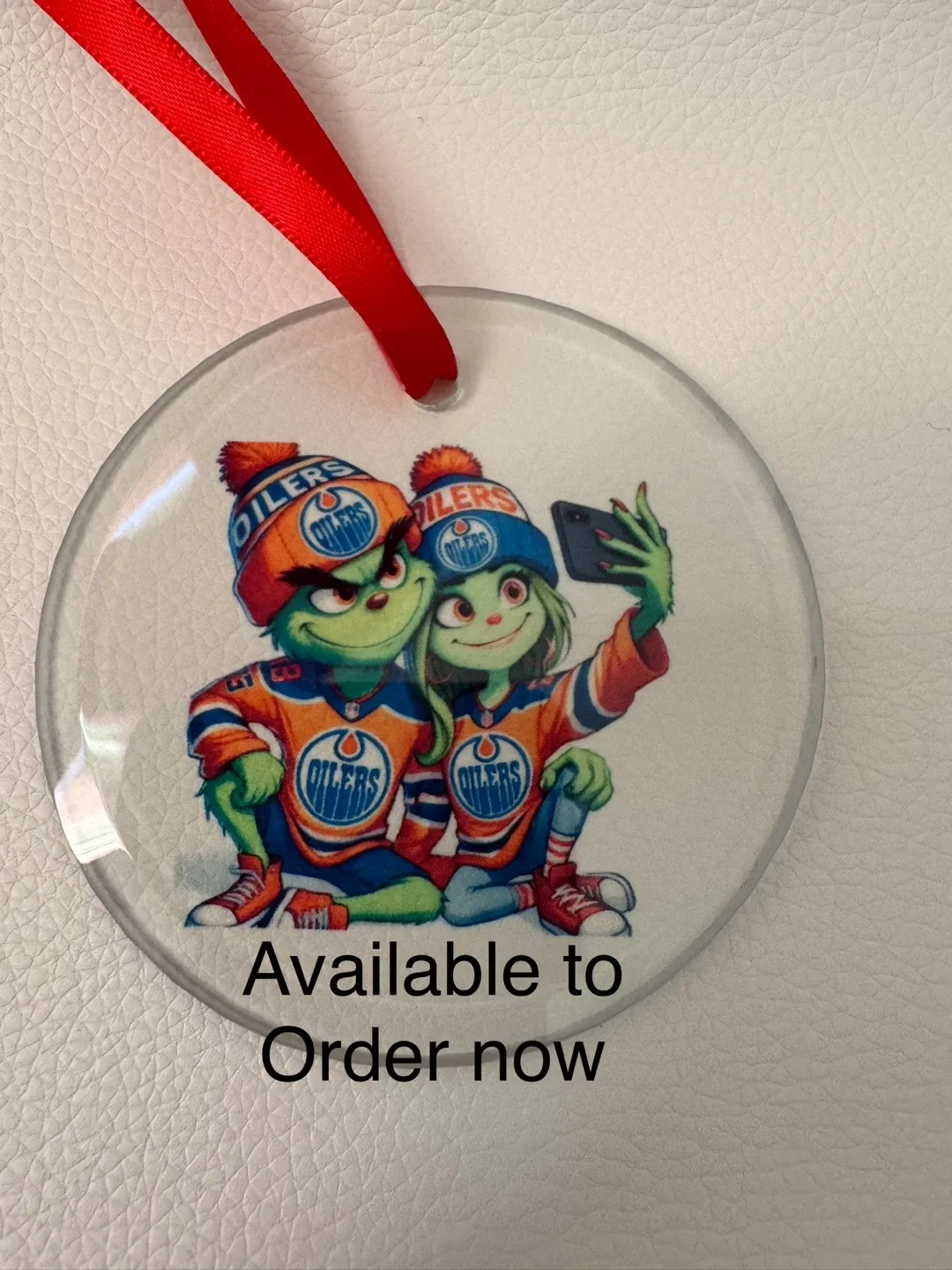 Edmonton Oilers Grinch Christmas Ornament image indicator(6)