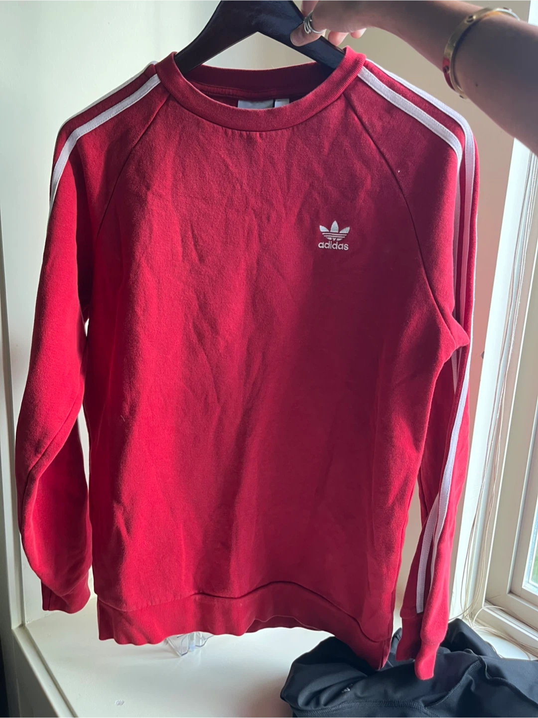 Open to offers! Adidas Red 3-Stripe Crewneck Sweatshirt