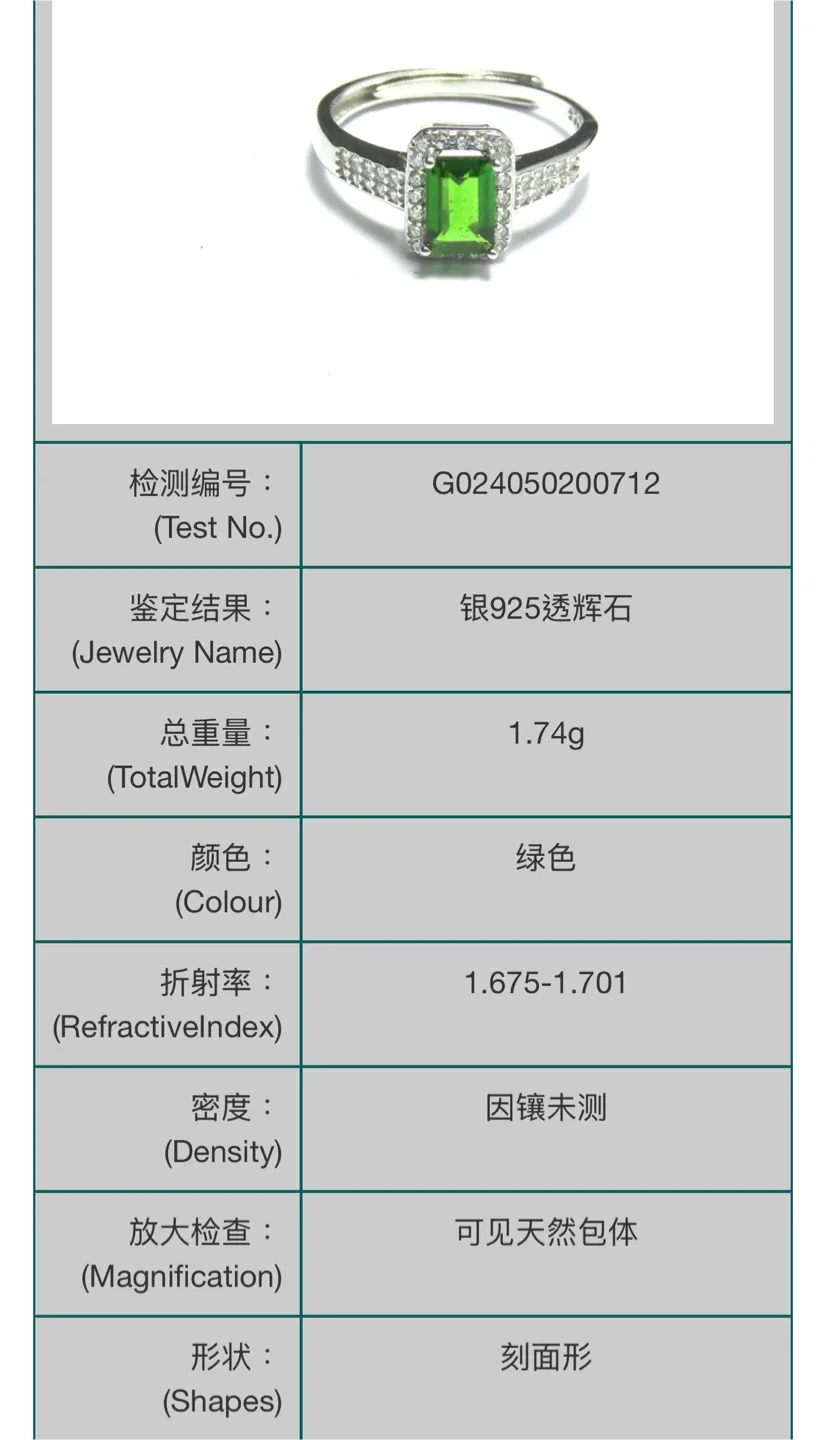 Green Diopside S925 Silver Ring image indicator(4)