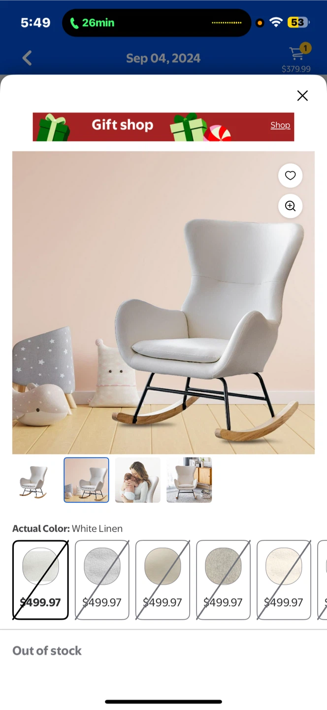 White Linen Rocking Chair - photo 2