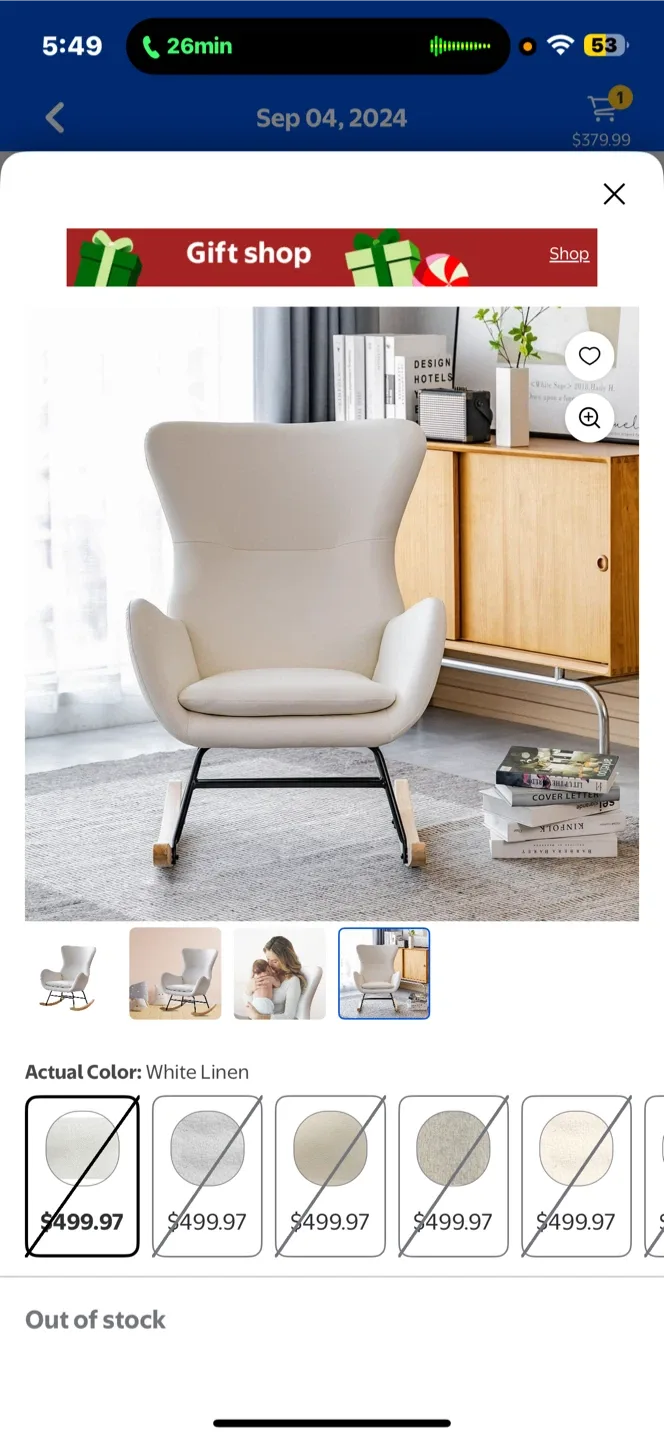 White Linen Rocking Chair
