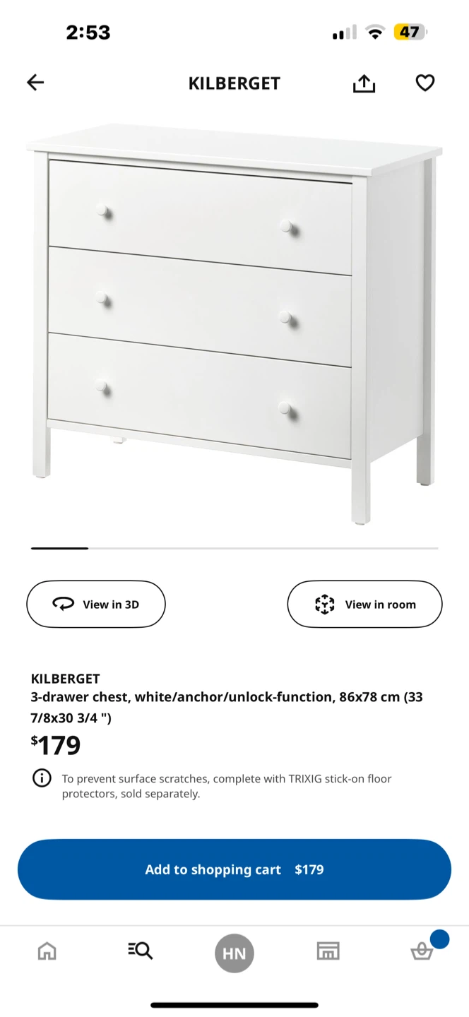 IKEA Kilberget 3-Drawer Chest - White | Karrot