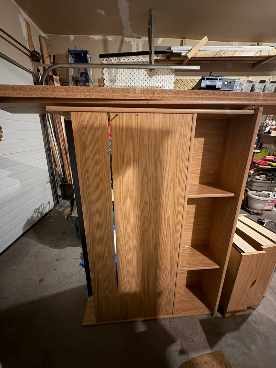 Wood Double Bed Frame with Bookshelf Headboard and 3 Drawers - photo 2