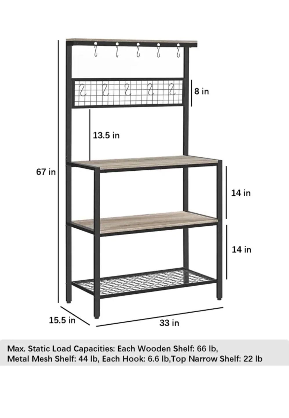 Kitchen - Thierry 33.1" Steel Standard Baker's Rack image indicator(5)
