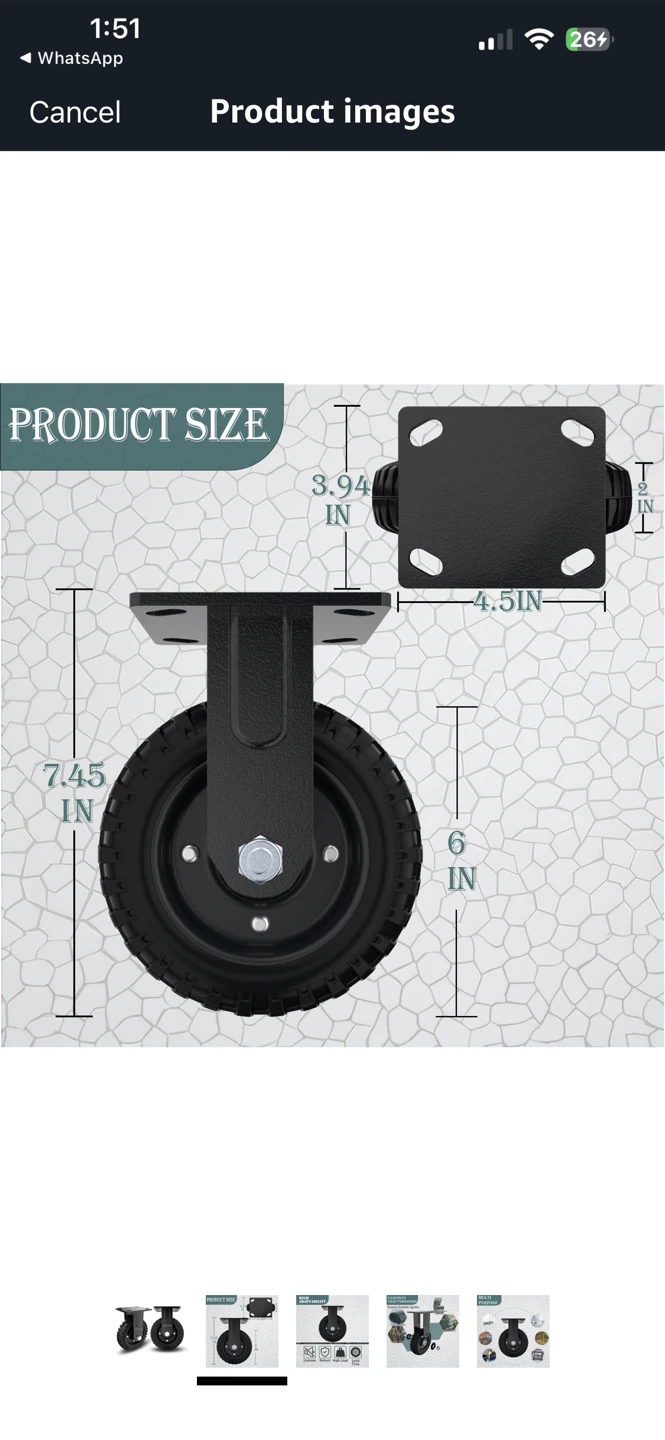 Lygeege Heavy Duty Swivel Caster Wheel - New - photo 2